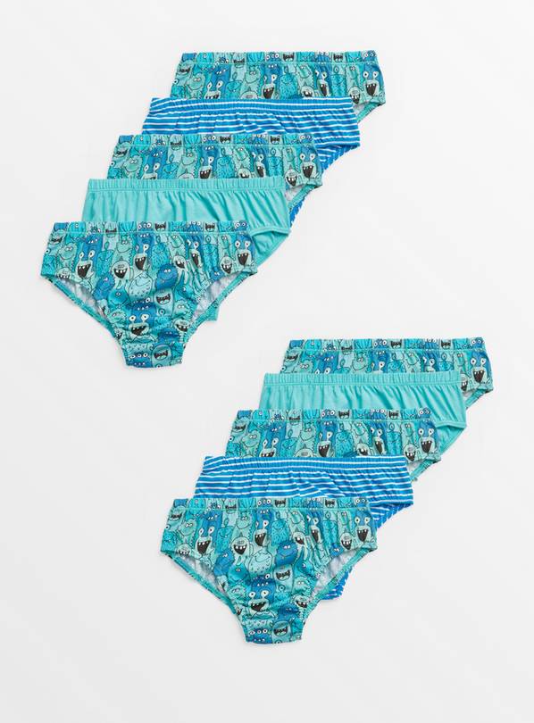 Blue Monster Briefs 10 Pack  1.5-2 years